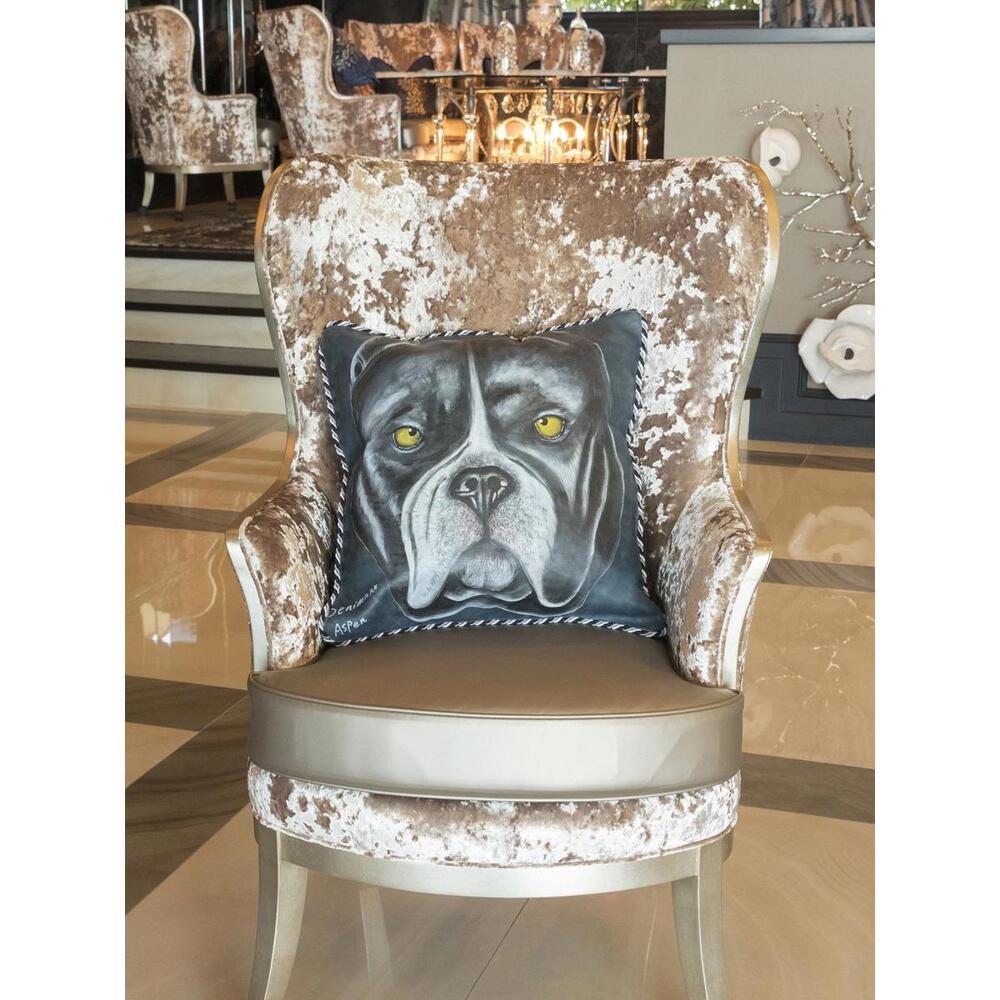 Hand Painted PitBull Leather Pillow